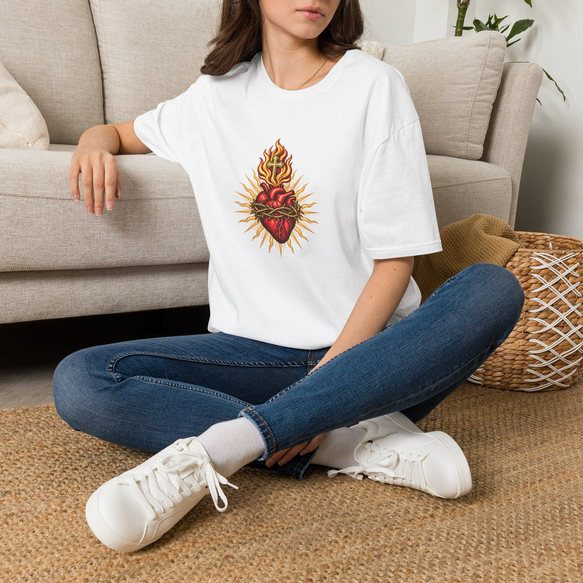 Vintage-Unisex-T-Shirt „Heiligstes Herz Jesu“ | Katholisches Heritage-Shirt