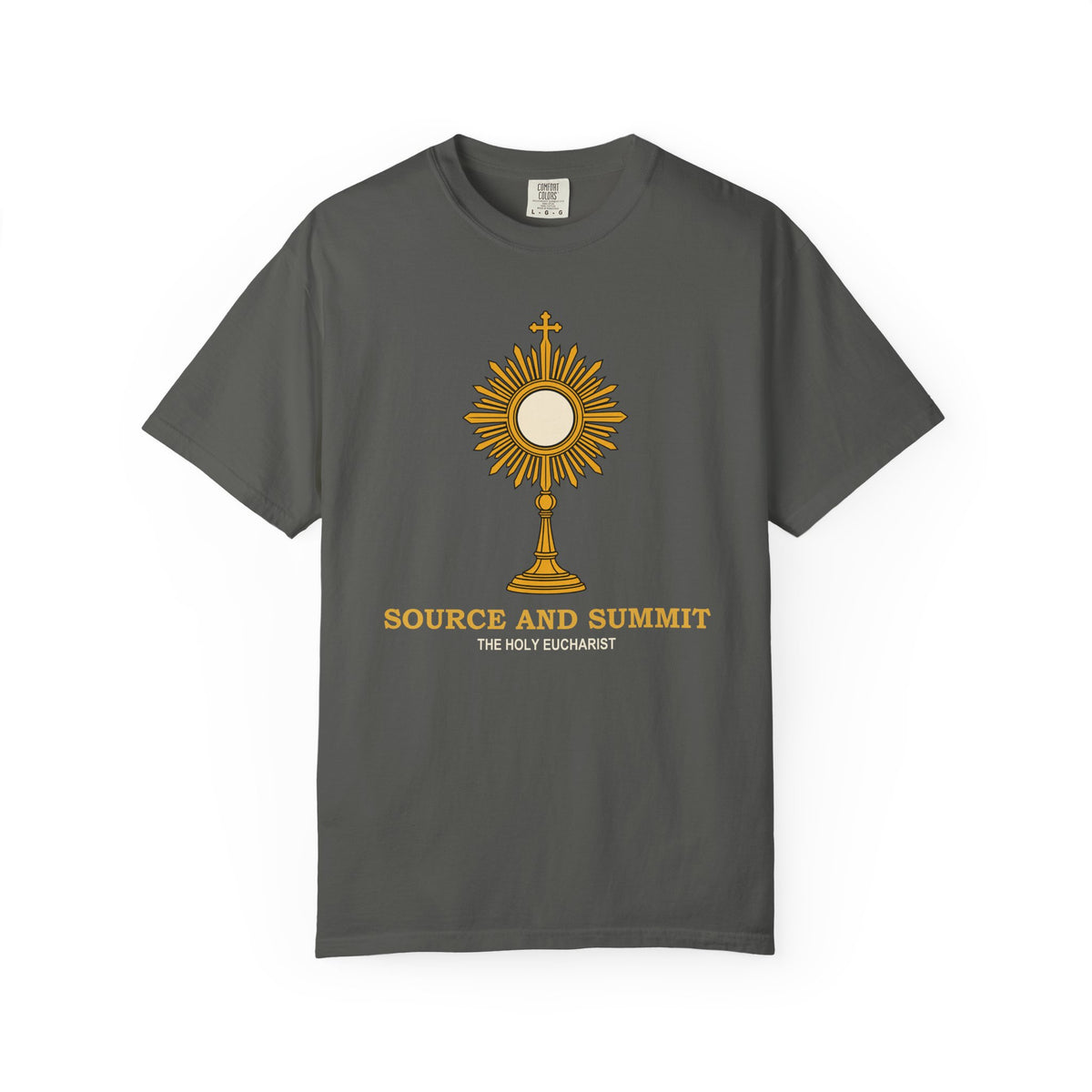 Camiseta «La Eucaristía, fuente y cumbre», camiseta católica con custodia, camiseta de adoración, regalo para la Primera Comunión
