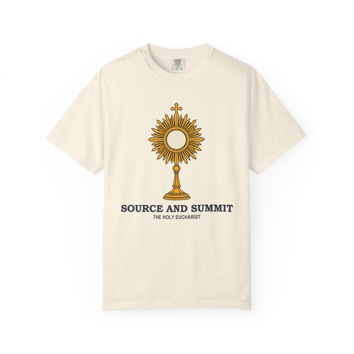 Camiseta «La Eucaristía, fuente y cumbre», camiseta católica con custodia, camiseta de adoración, regalo para la Primera Comunión