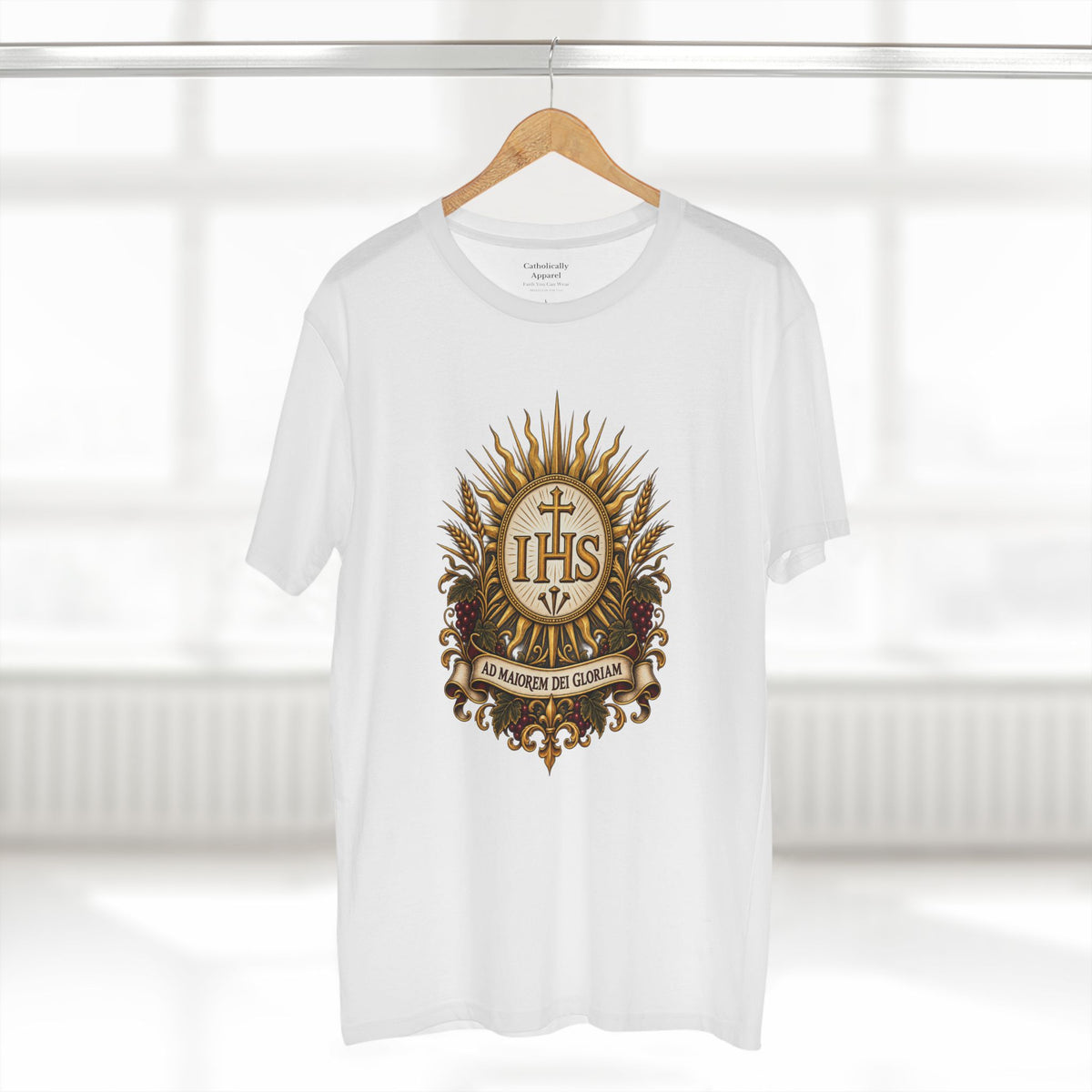 Ad Maiorem Dei Gloriam IHS Unisex-T-Shirt | Katholisches Jesuiten-T-Shirt