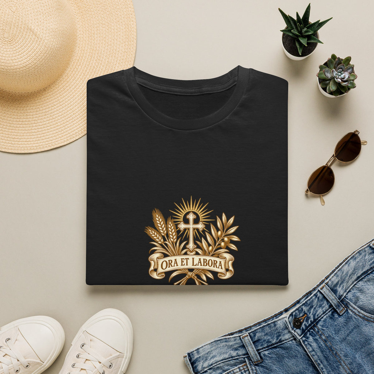 Ora et Labora Vintage Unisex T-Shirt | Benedictine Catholic Tee