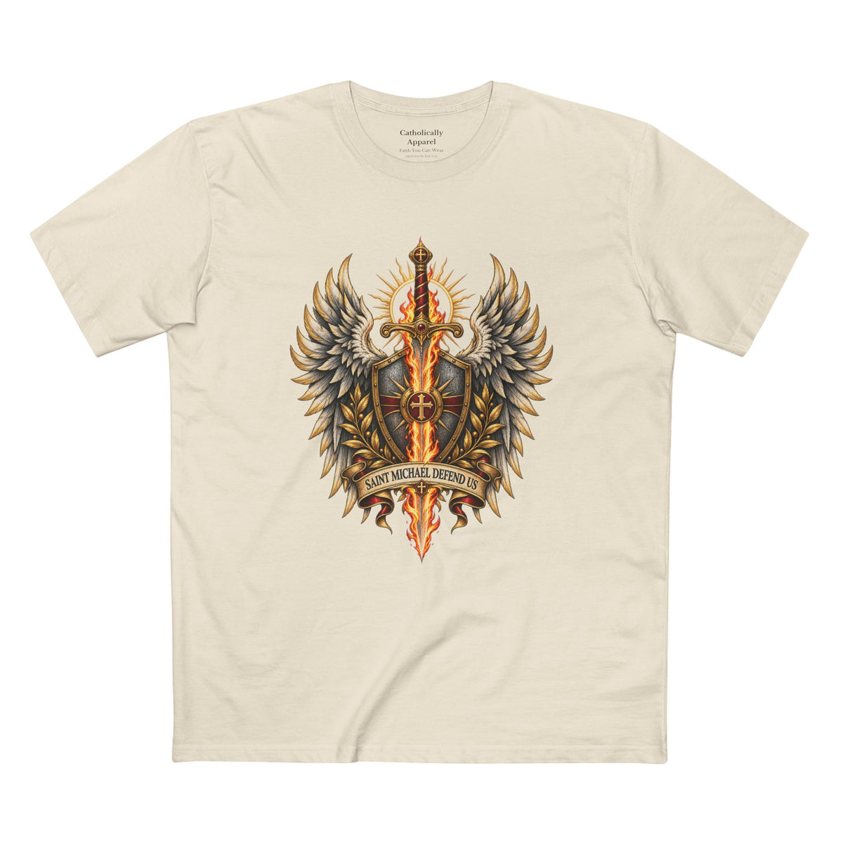 Unisex-T-Shirt „Heiliger Michael, verteidige uns“ | Katholisches Erzengel-T-Shirt