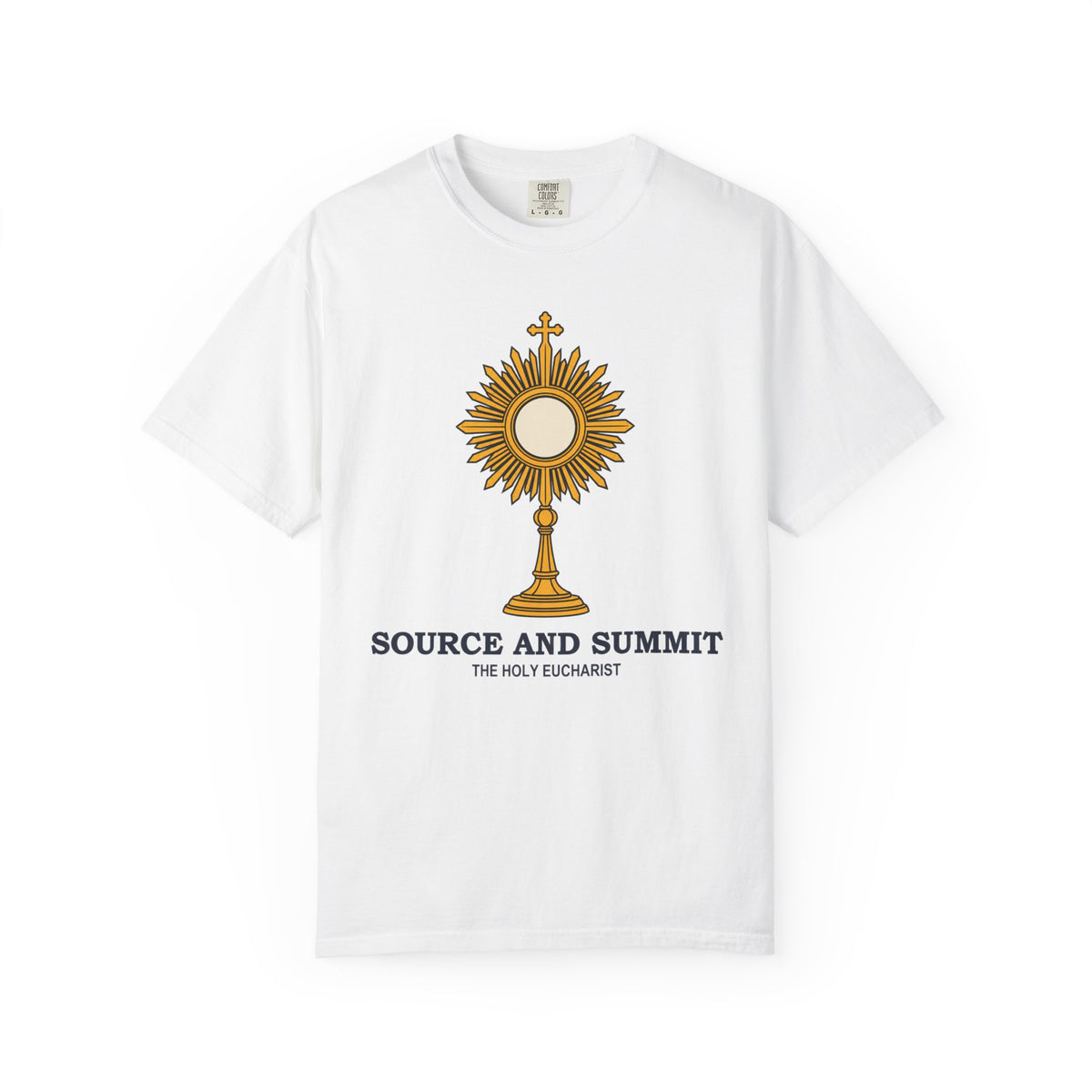 Camiseta «La Eucaristía, fuente y cumbre», camiseta católica con custodia, camiseta de adoración, regalo para la Primera Comunión