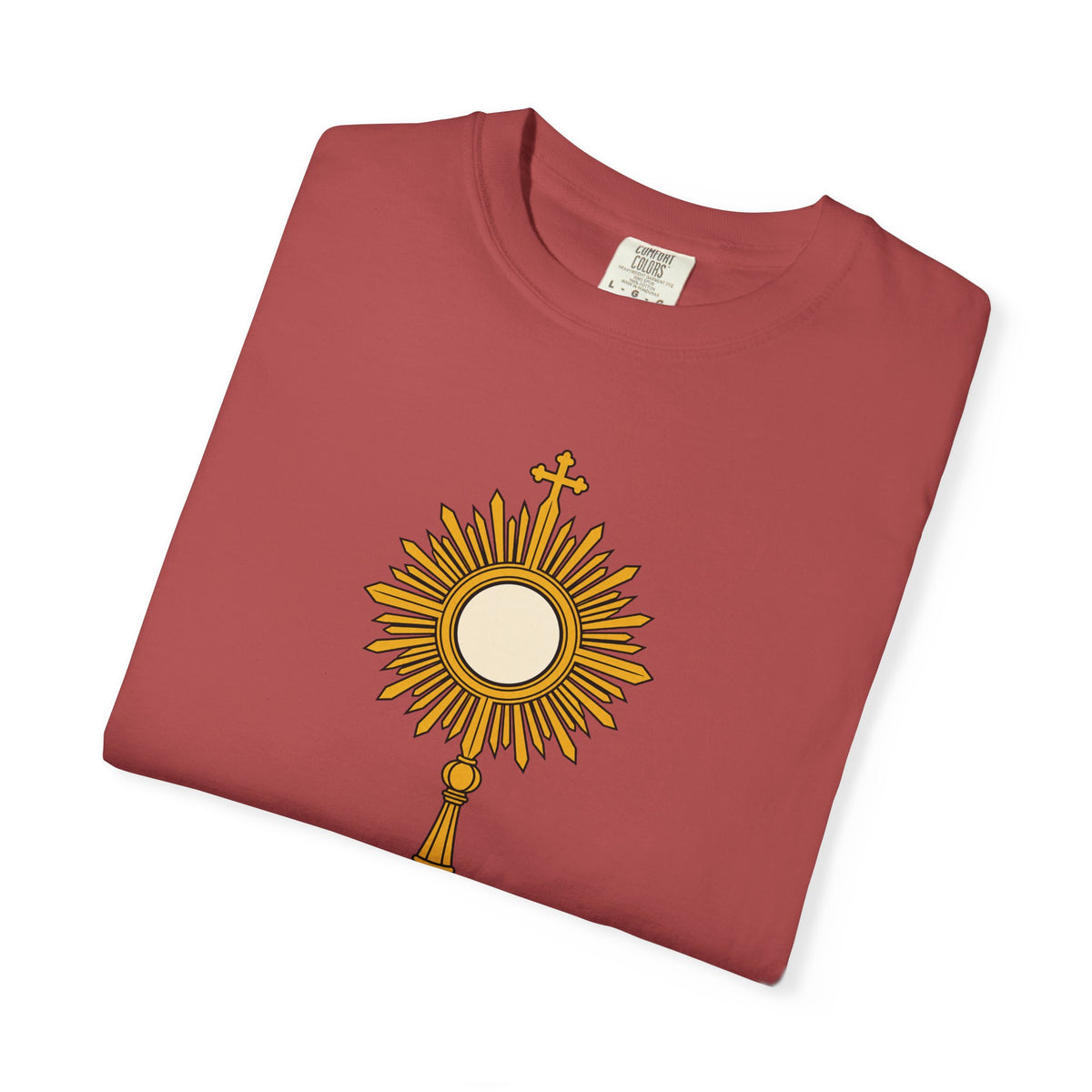 Camiseta «La Eucaristía, fuente y cumbre», camiseta católica con custodia, camiseta de adoración, regalo para la Primera Comunión