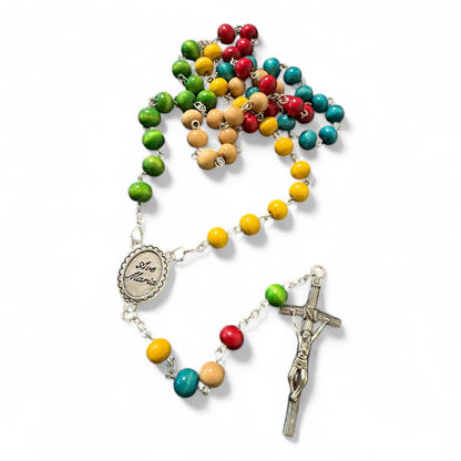 Our Lady Rosary - Multicolor Wood - Blessed by Pope Leo XIV