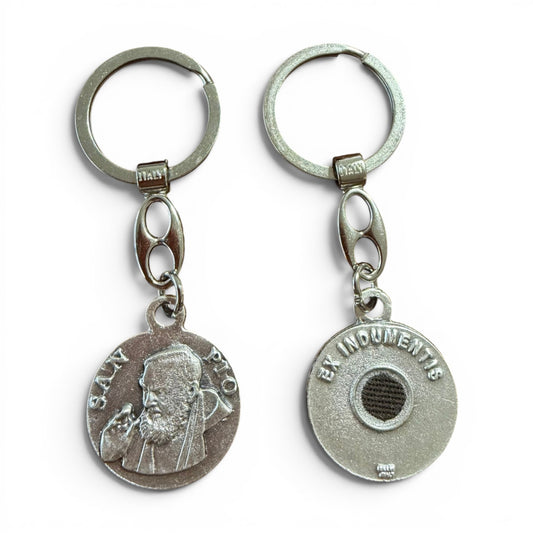 St. Father Pio - Key Ring - Keyring Keychain San Padre Pio Relic Ex-Indumentis