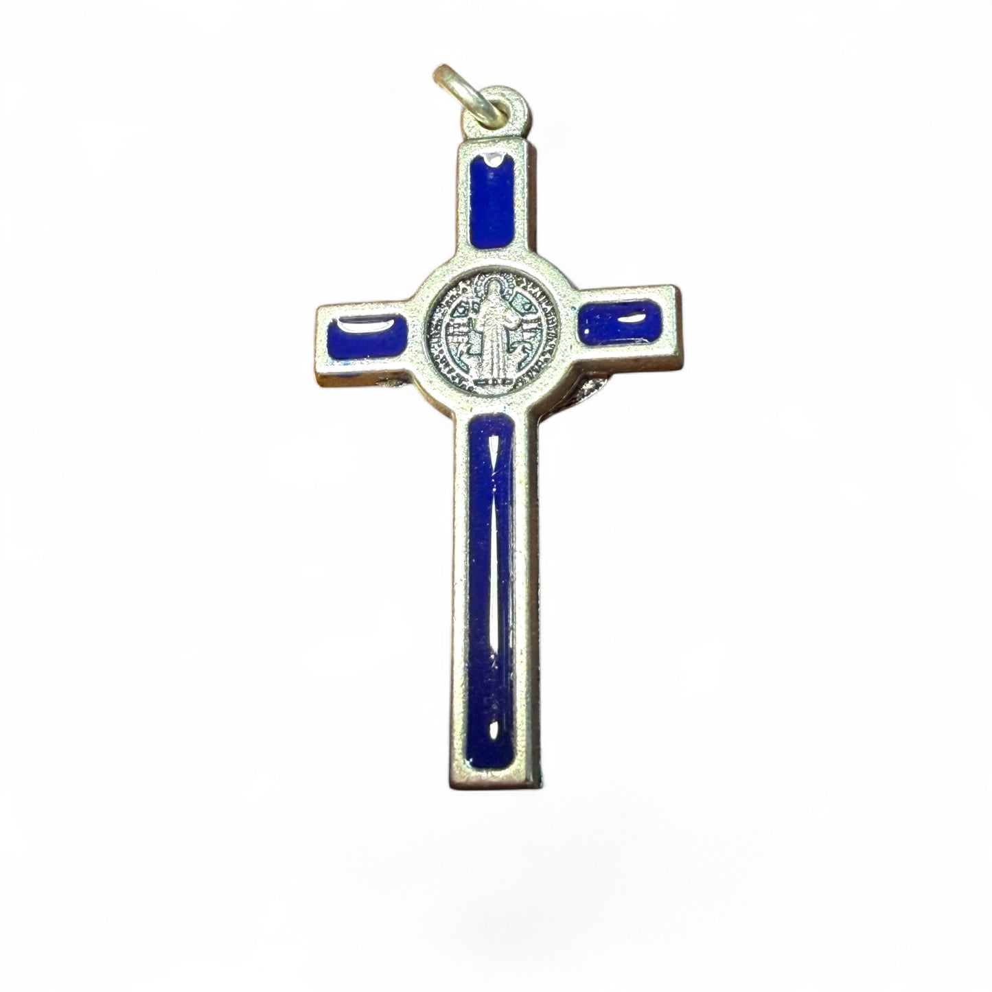 Cruz de São Bento - Esmalte Azul - Abençoada pelo Papa Leão XIV