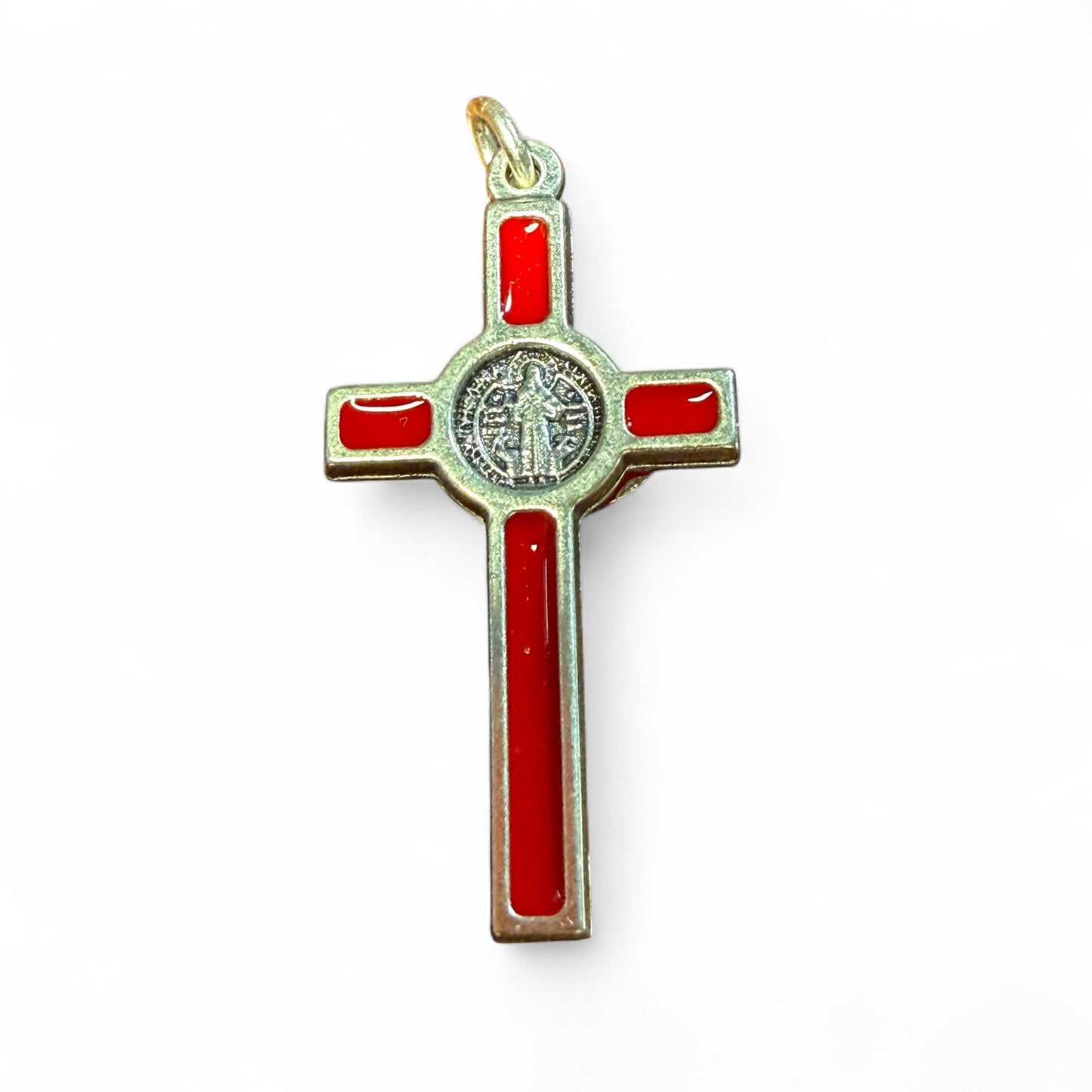 Cruz de São Bento - Esmalte vermelho - Abençoada pelo Papa Leão XIV
