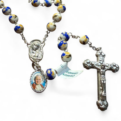Chapelet en céramique St. JPII - Perles de prière catholiques - Bénit par le Pape
