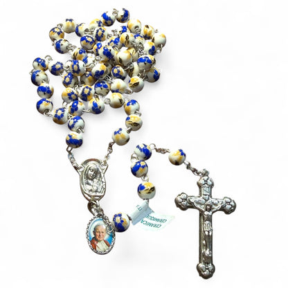 Chapelet en céramique St. JPII - Perles de prière catholiques - Bénit par le Pape