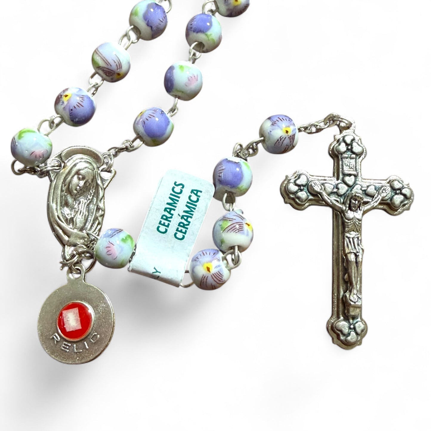 Lila St. JPII Keramik Rosenkranz - Katholische Gebetsperlen - Gesegnet vom Papst