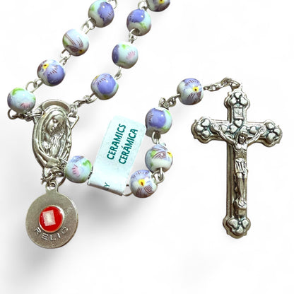 Lila St. JPII Keramik Rosenkranz - Katholische Gebetsperlen - Gesegnet vom Papst