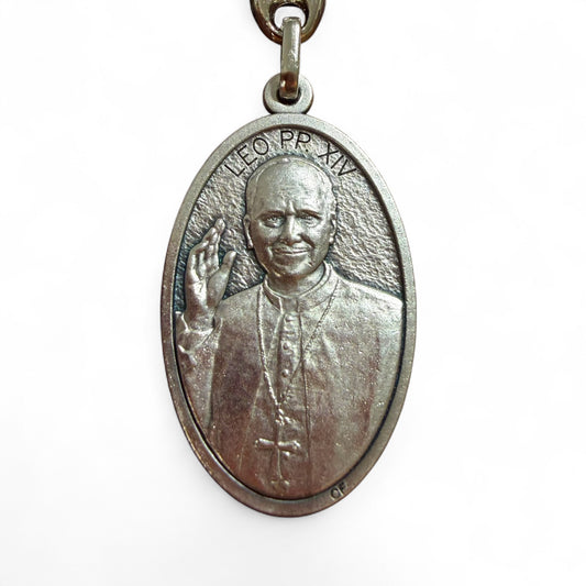 Pope Leo XIV Medal - Silver-tone Oval - Blessed by Pope Leo