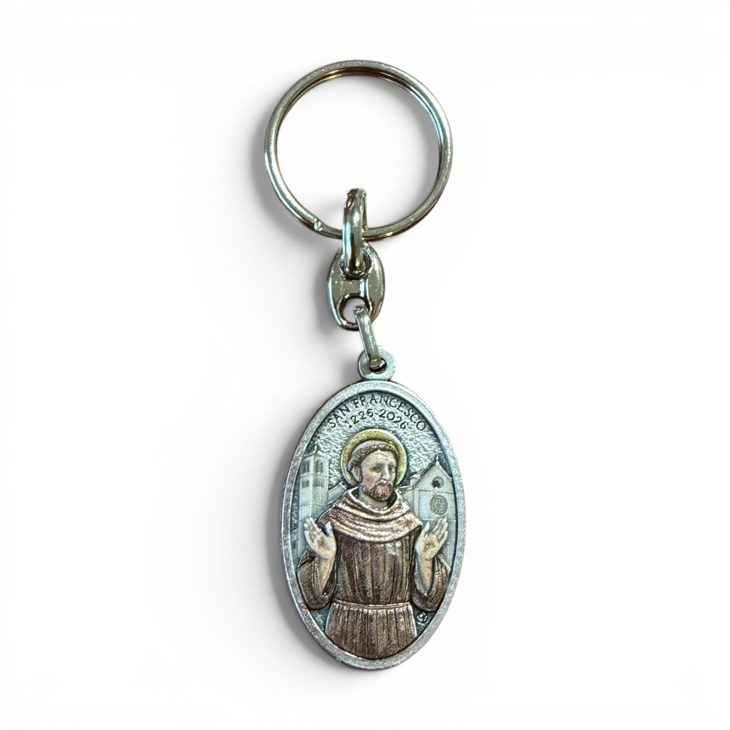 St. Francis Keyring - Colorful Enamel Key Ring - Saint Patron of Italy