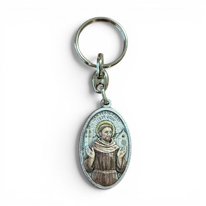 St. Francis Keyring - Colorful Enamel Key Ring - Saint Patron of Italy