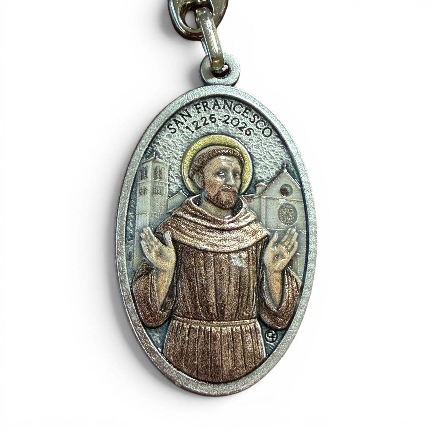 St. Francis Keyring - Colorful Enamel Key Ring - Saint Patron of Italy