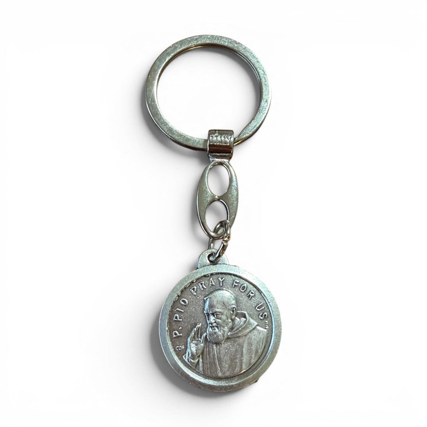Schlüsselanhänger St. Pio mit Reliquie – Gesegnet von Papst Leo