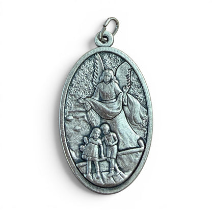 St. Michael Huge Medal - Silver-tone w/ enamel - Blessed by Pope