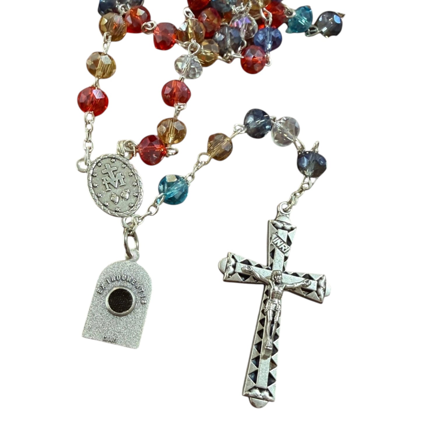 St. Padre Pio Relic Rosary - Multi-color glass - Blessed by Pope Leo XIV