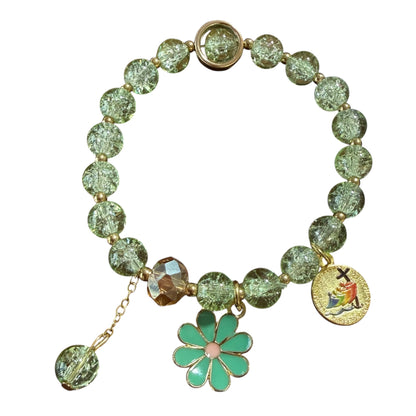 Bracelet chapelet vert du Jubilé avec médaille officielle du Jubilé 2025 – Béni par le Pape 