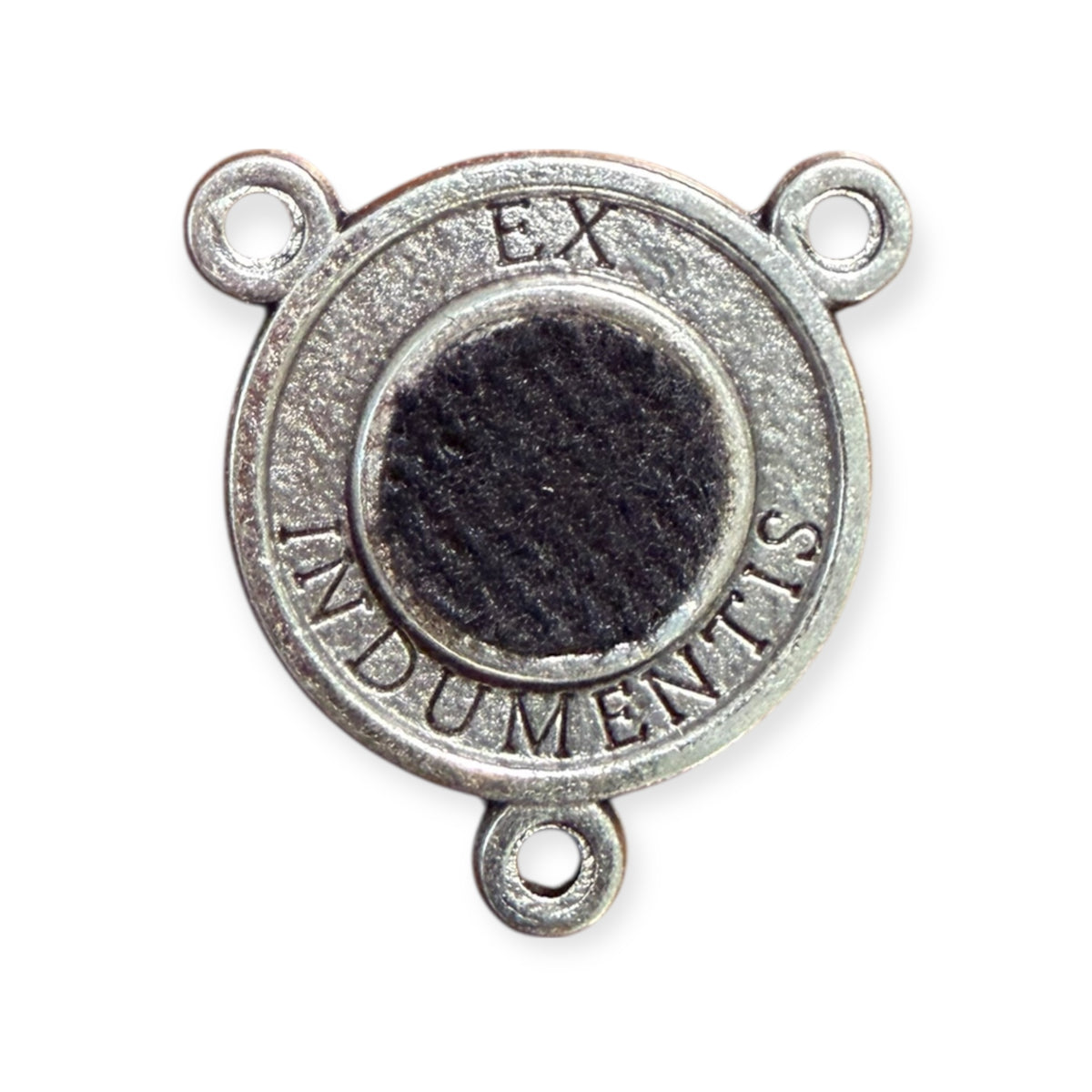 St. Padre Pio Rosary Center Medal – Silver-Tone Relic Ex-Indumentis