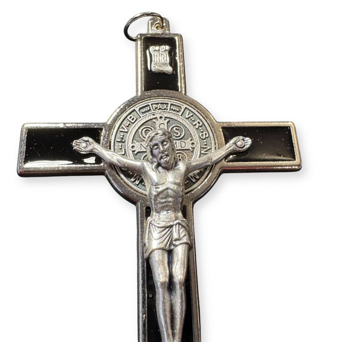 Black 4 1/2" St. Benedict Crucifix - Exorcism Cross  - Blessed - San Benito Cruz | Catholically