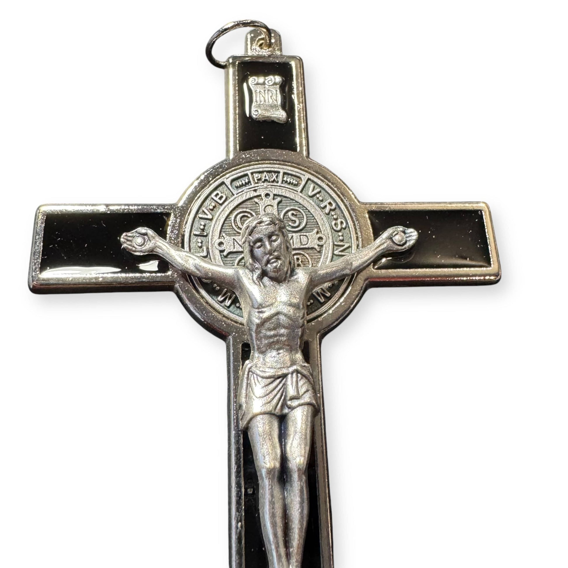 Black 4 1/2" St. Benedict Crucifix - Exorcism Cross  - Blessed - San Benito Cruz | Catholically