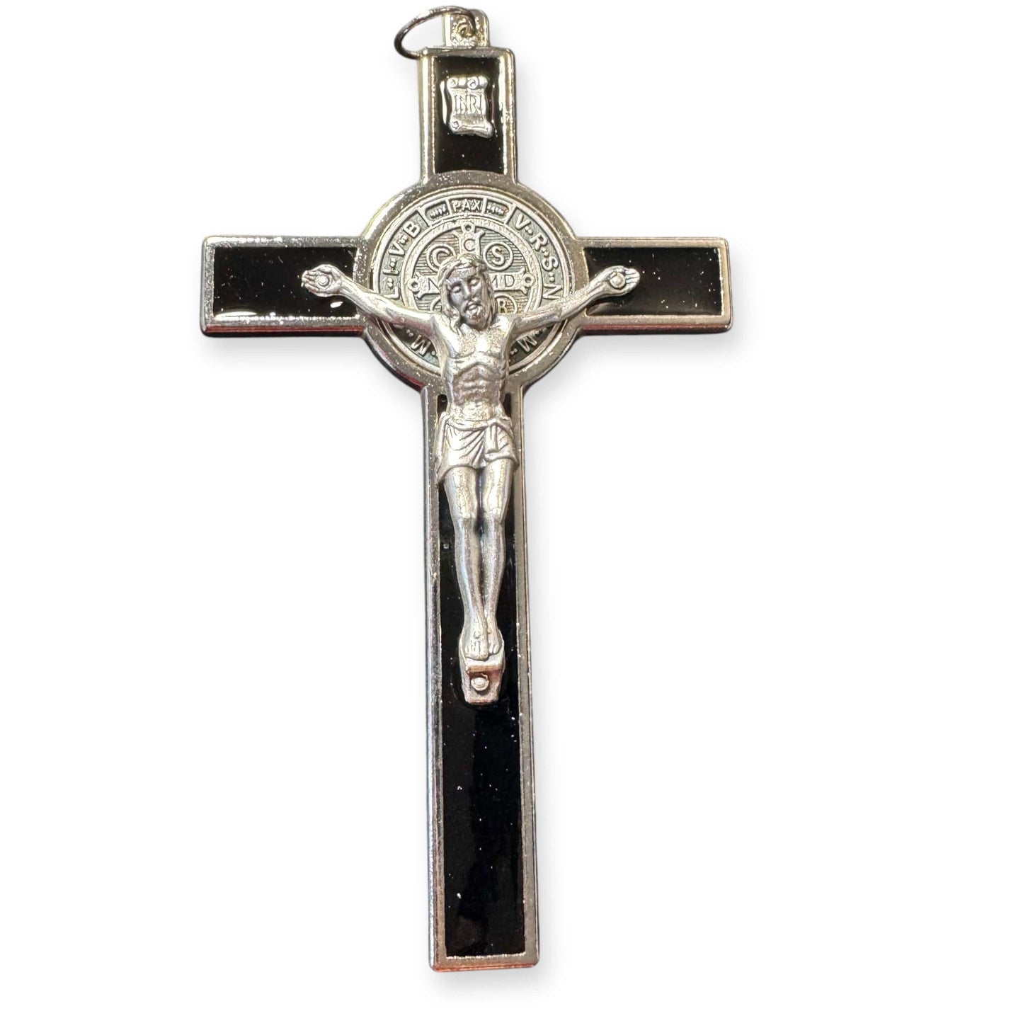Black 4 1/2" St. Benedict Crucifix - Exorcism Cross  - Blessed - San Benito Cruz | Catholically