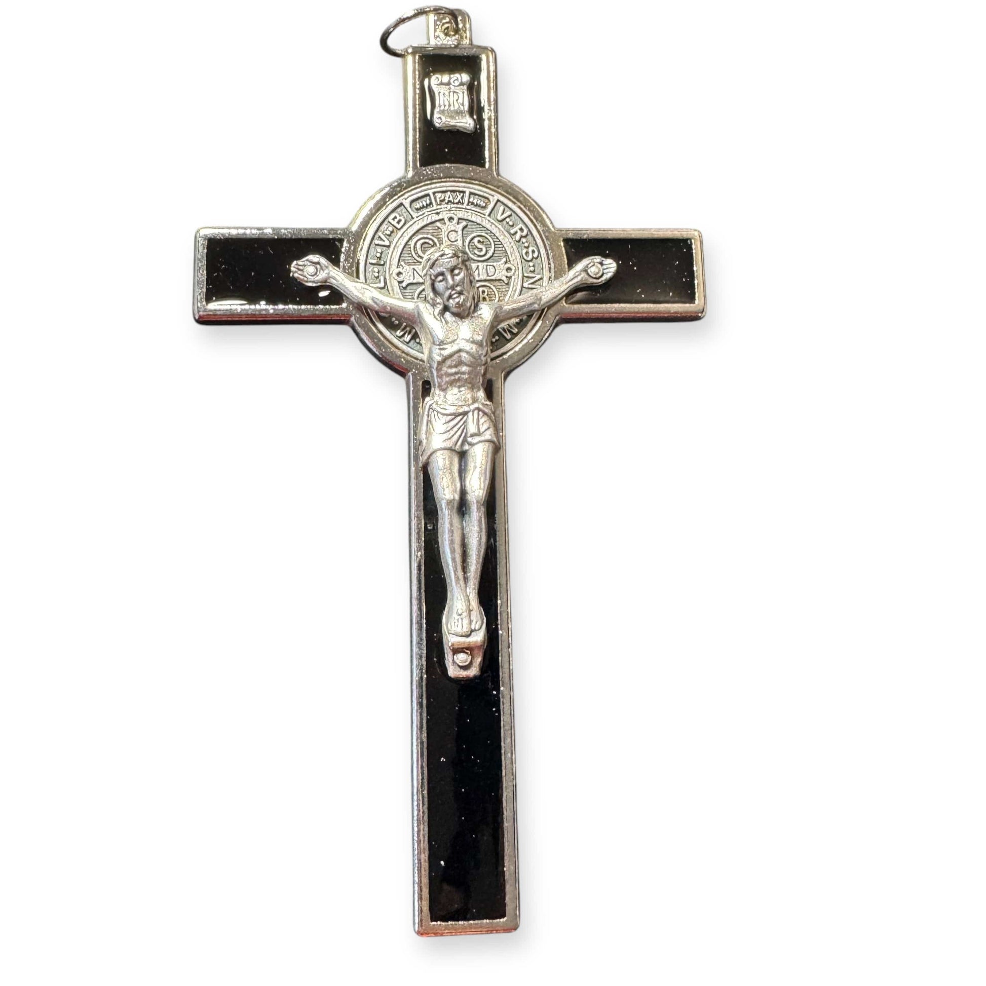 Black 4 1/2" St. Benedict Crucifix - Exorcism Cross  - Blessed - San Benito Cruz | Catholically