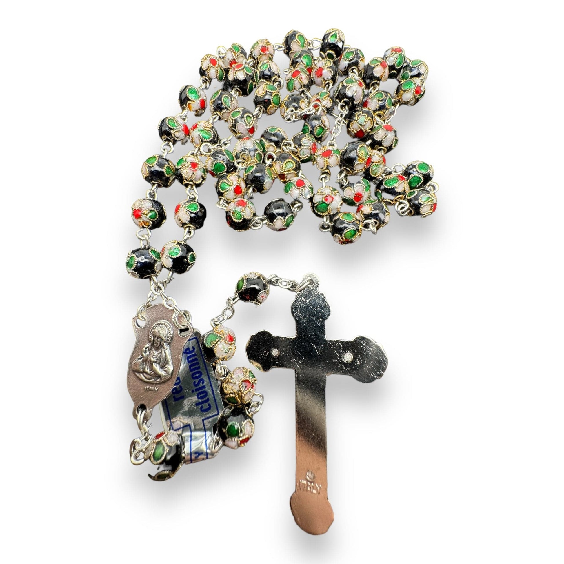 Black Cloisonne -Beads Rosary -Blessed By Pope -COA Parchment | Catholically