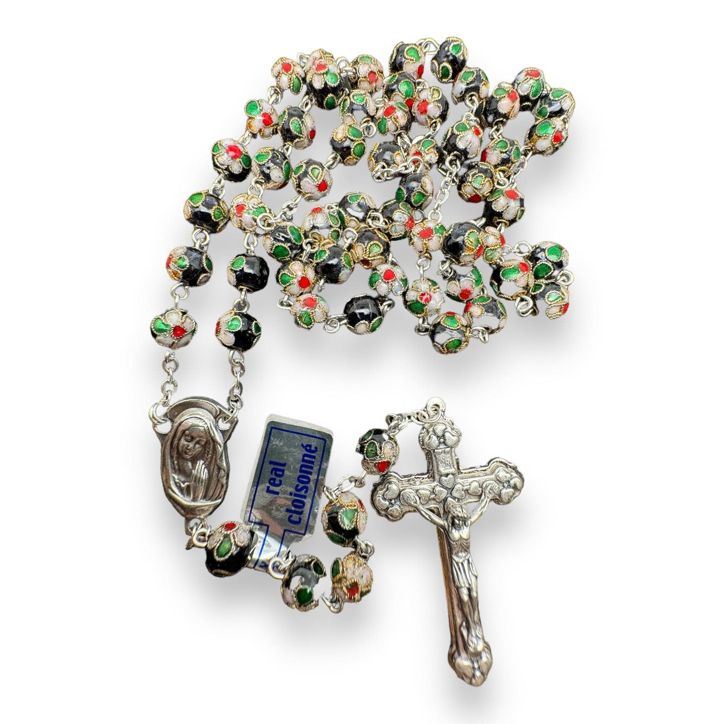 Black Cloisonne -Beads Rosary -Blessed By Pope -COA Parchment | Catholically