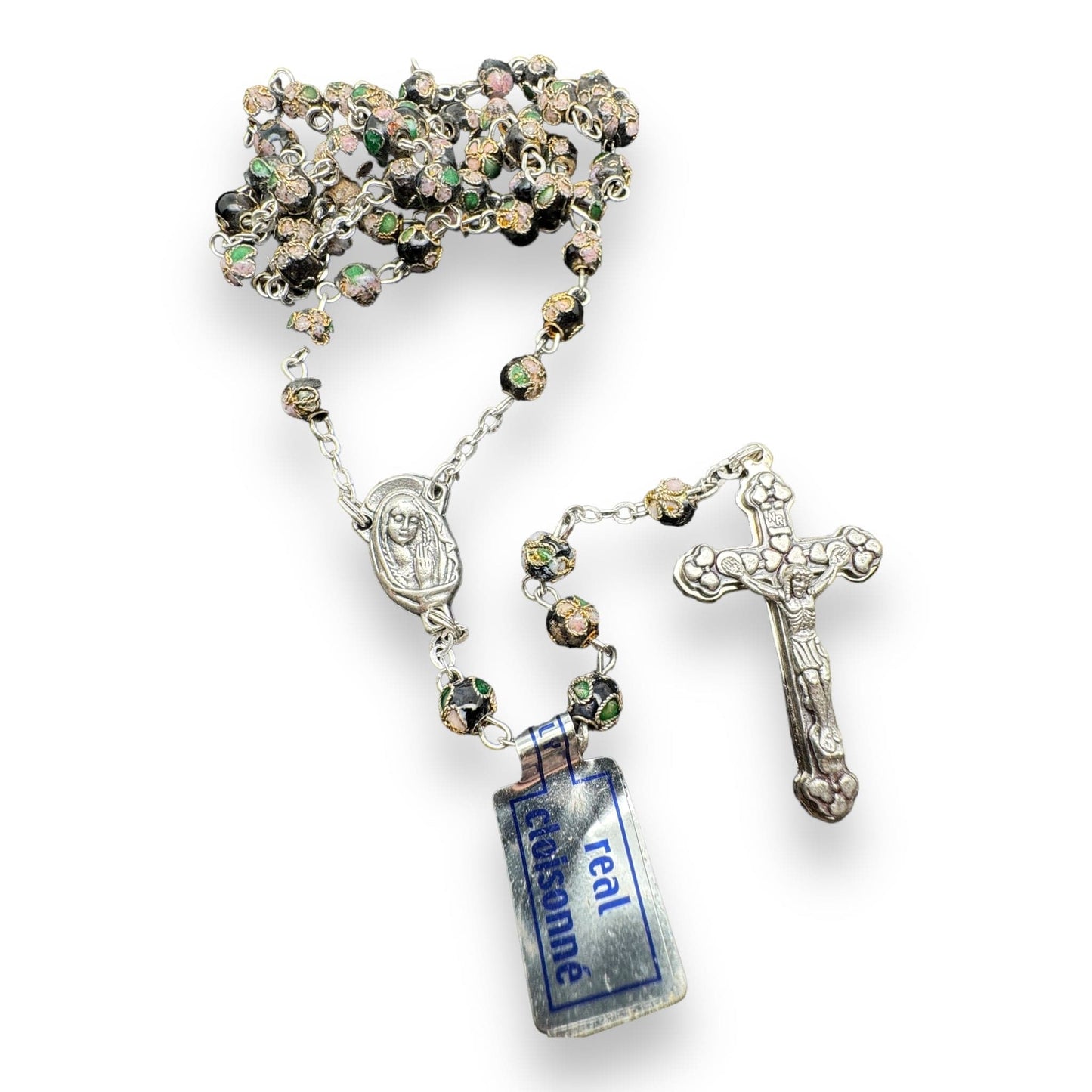 Black Cloisonne Rosary Blessed by Pope - Rosario | Catholically