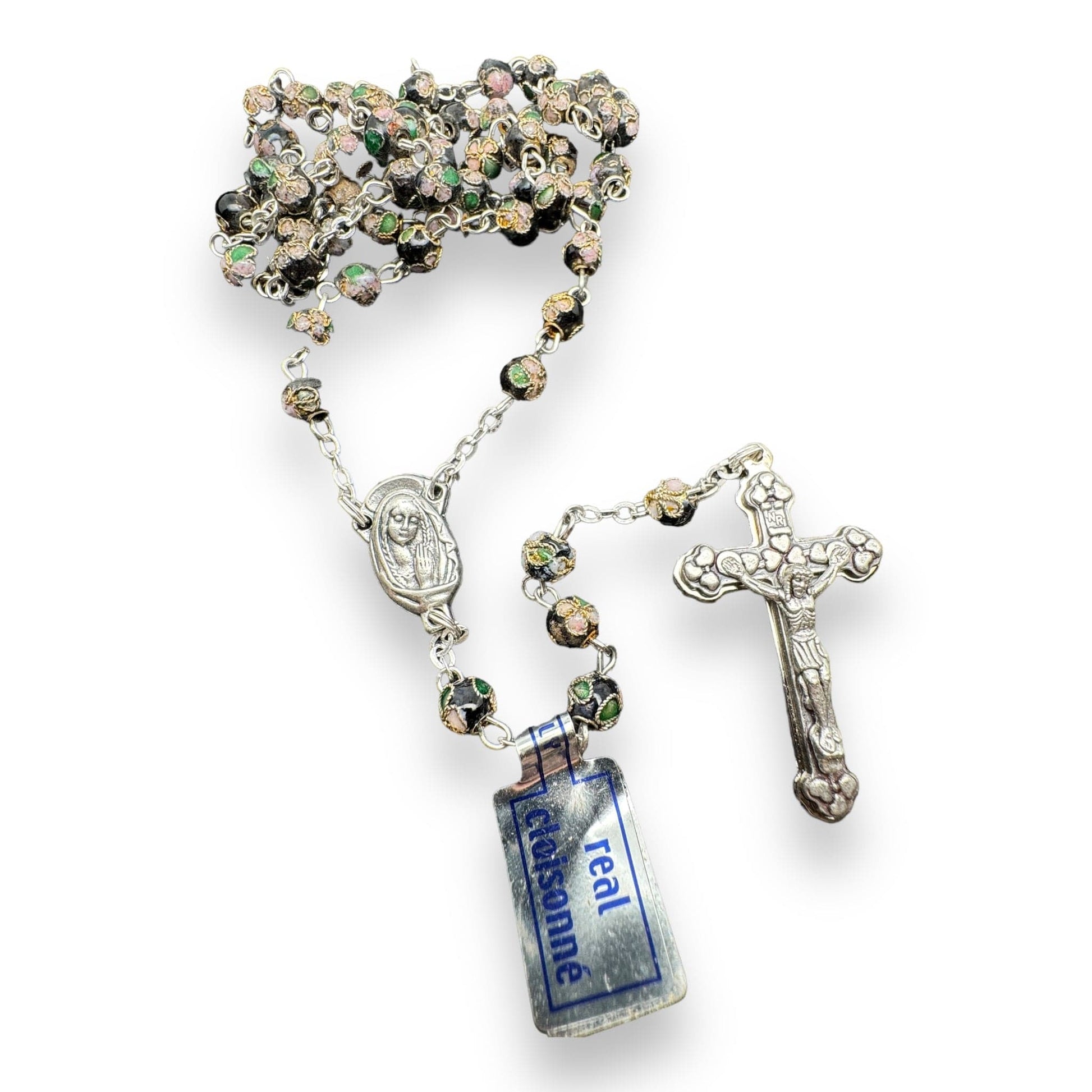 Black Cloisonne Rosary Blessed by Pope - Rosario | Catholically