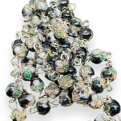 Black Cloisonne Rosary Small Beads - Catholic - Blessed By Pope  w/ Parchment | Catholically