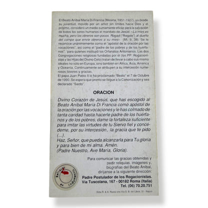 Blessed Beato Aníbal María Holy Card from Rome | Catholically