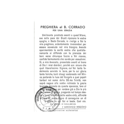 Blessed Conrad of Ascoli holy card with relic | Catholically