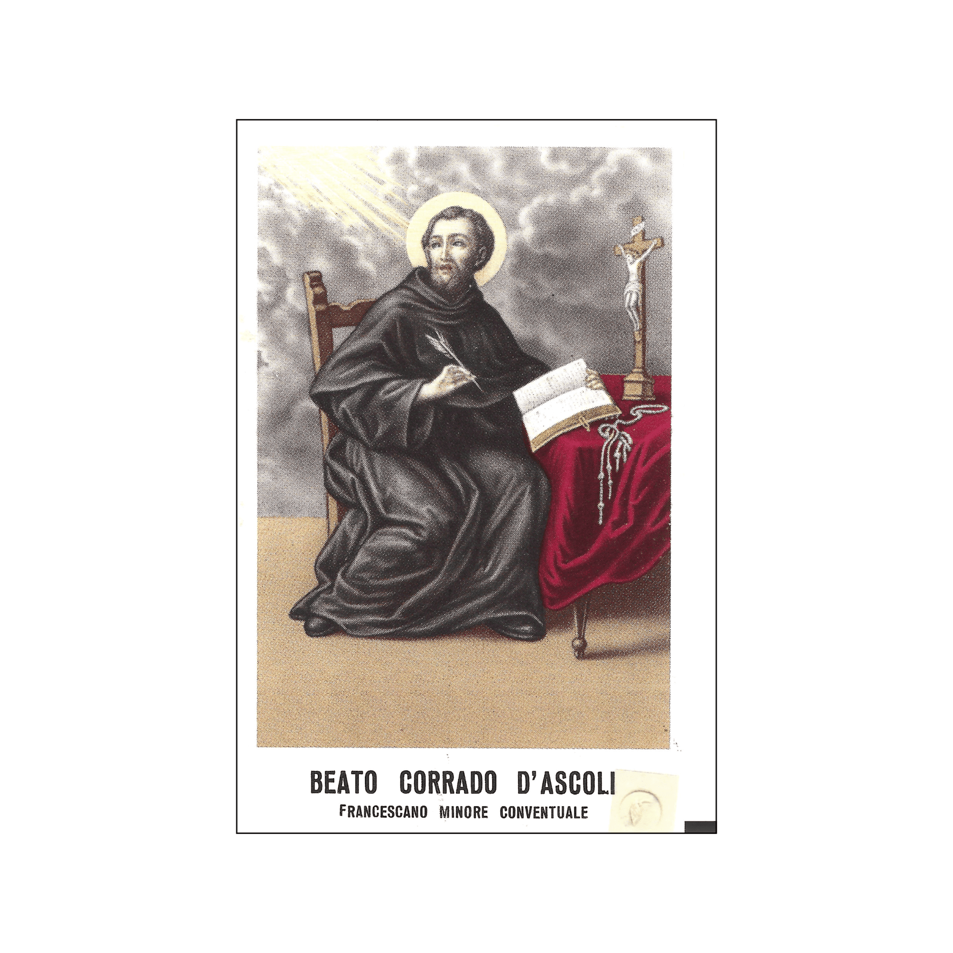 Blessed Conrad of Ascoli holy card with relic | Catholically