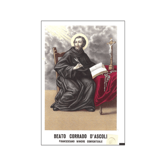 Blessed Conrad of Ascoli holy card with relic | Catholically
