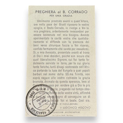 Blessed Conrad of Ascoli holy card with relic | Catholically