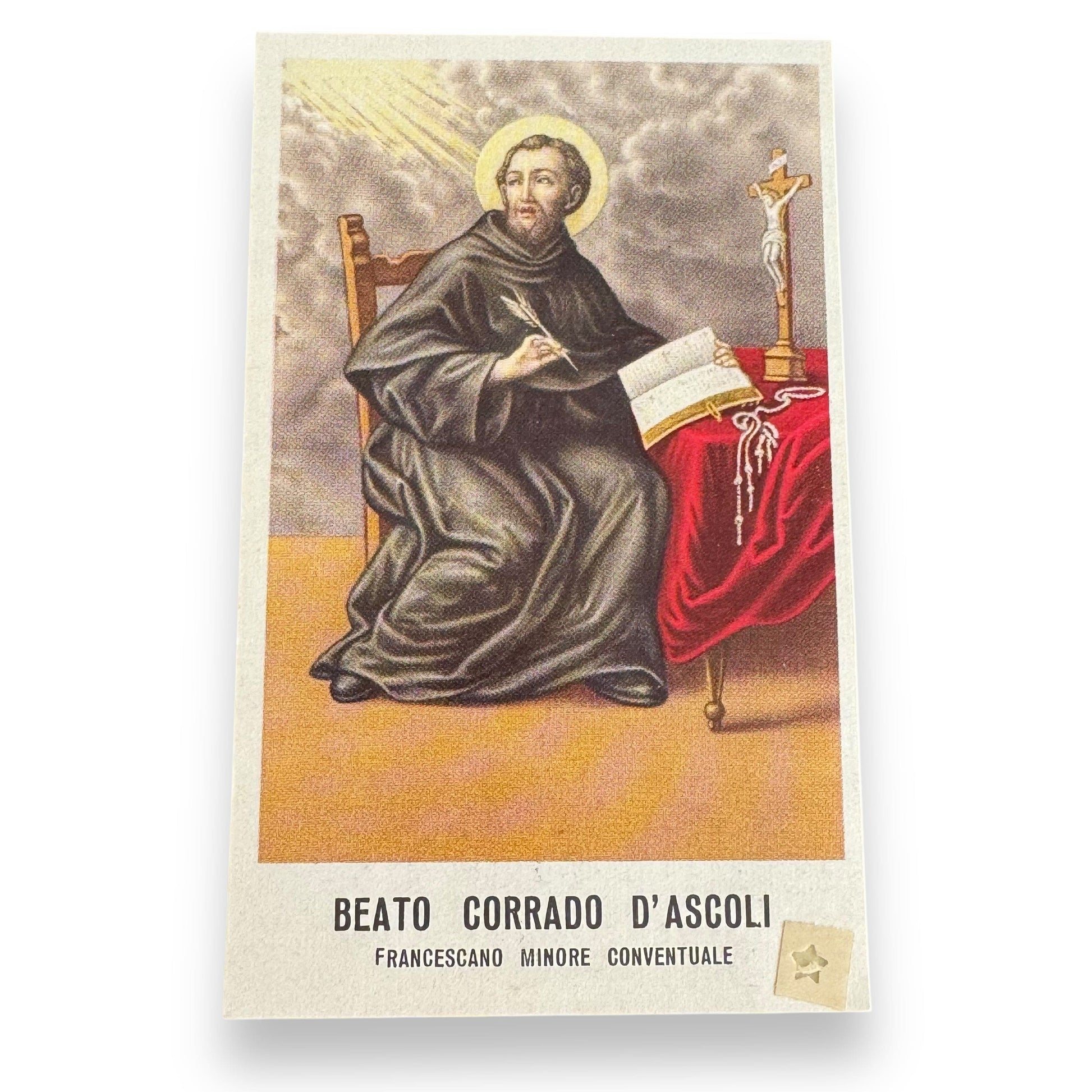 Blessed Conrad of Ascoli holy card with relic | Catholically