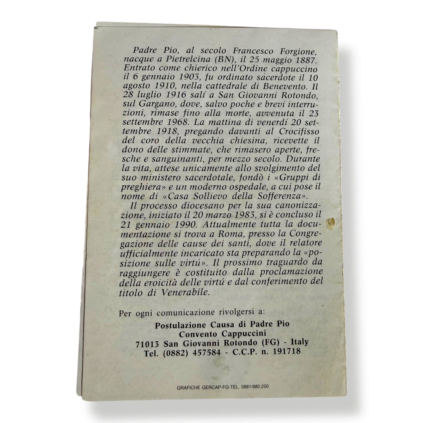 Blessed Padre Pio Holy Card - Vintage Italy | Catholically