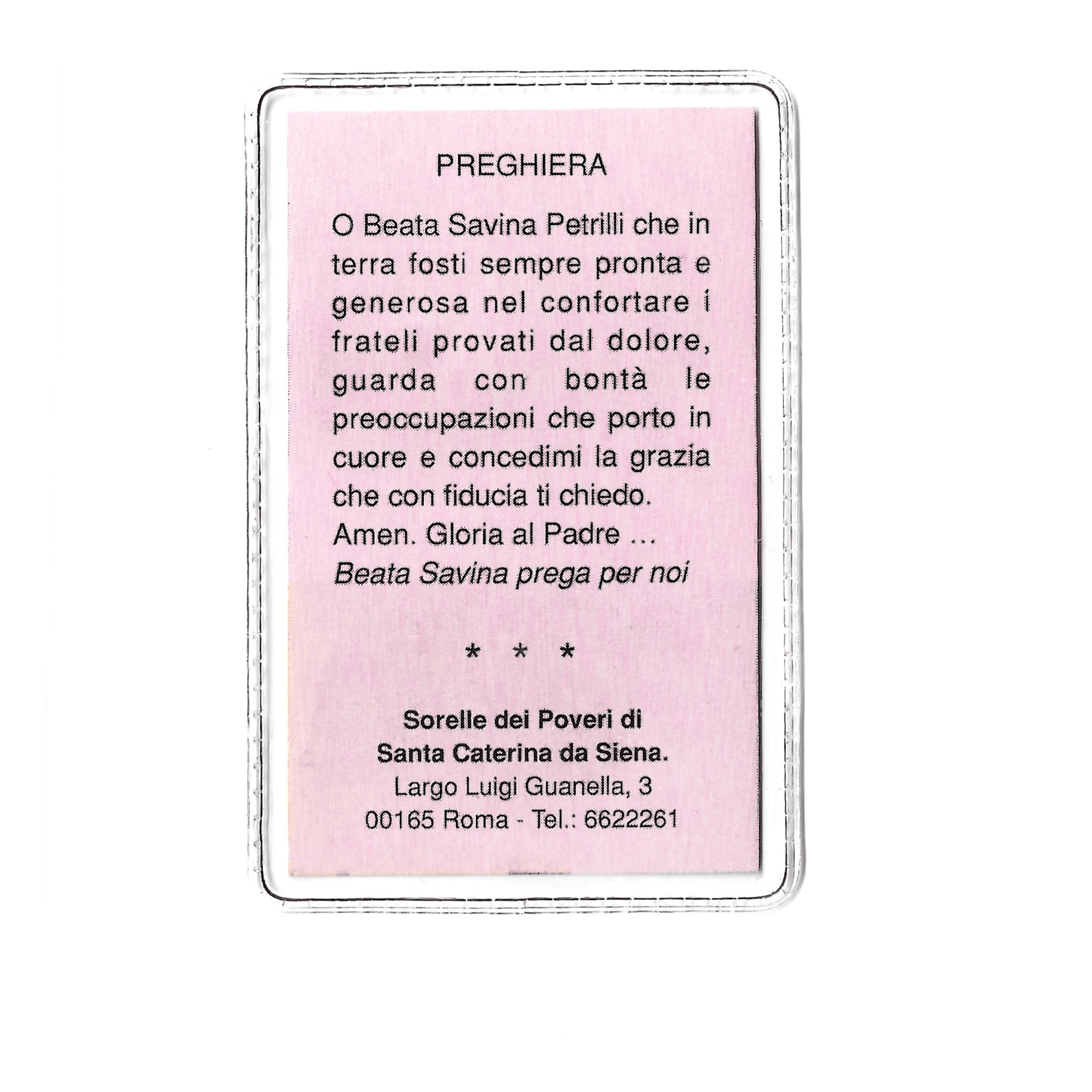Blessed Savina Petrilli Relic Card ex-indumentis | Catholically