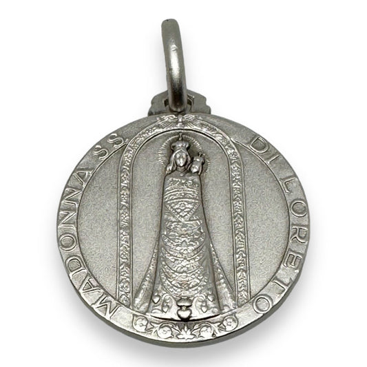 Blessed Silver 925 Madonna of Loreto Medal with Airplane Motif - Made in Italy | Catholically