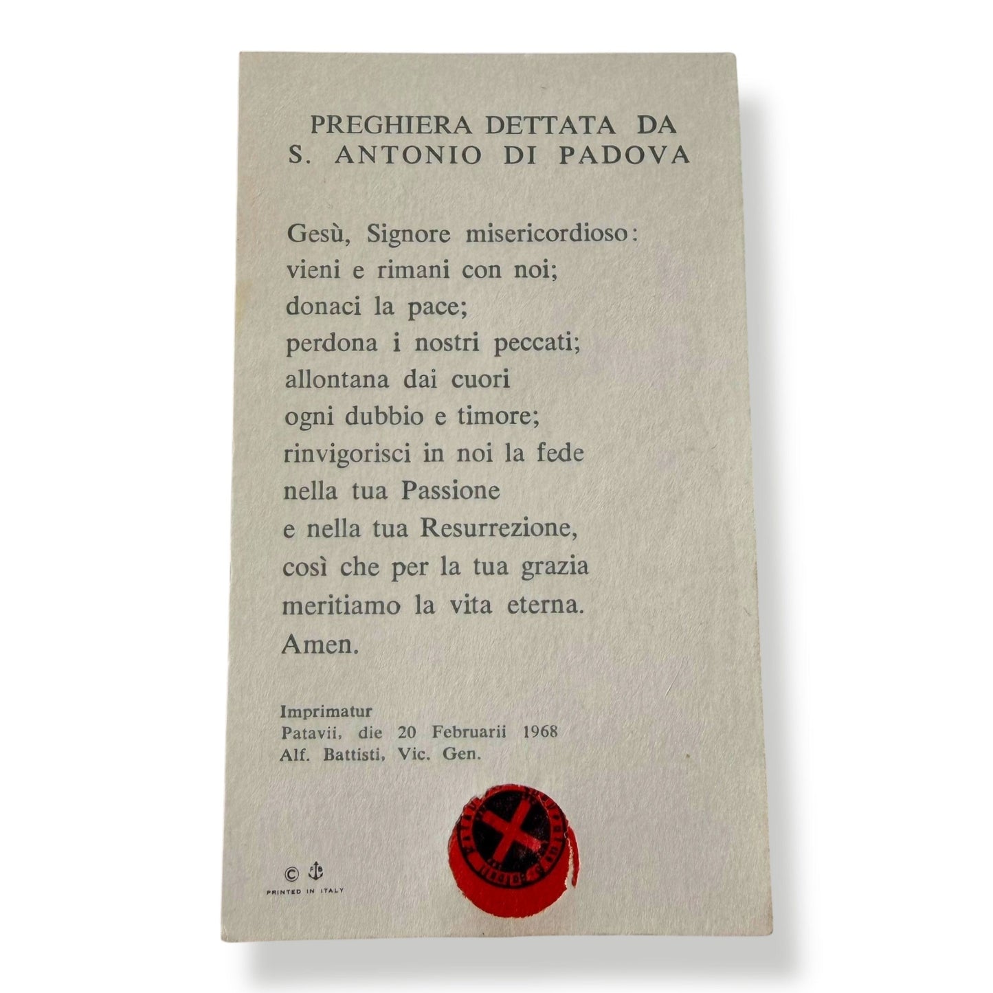 Blessed St. Anthony Holy Card - Vintage Italy | Catholically