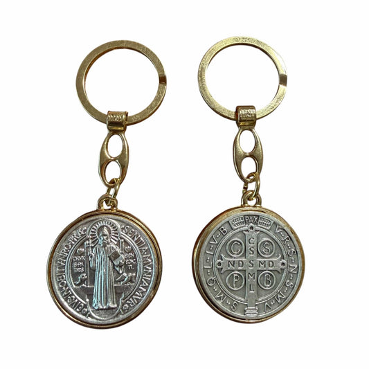 Blessed St. Benedict Keyring - Gold & Silver Italy | Catholically