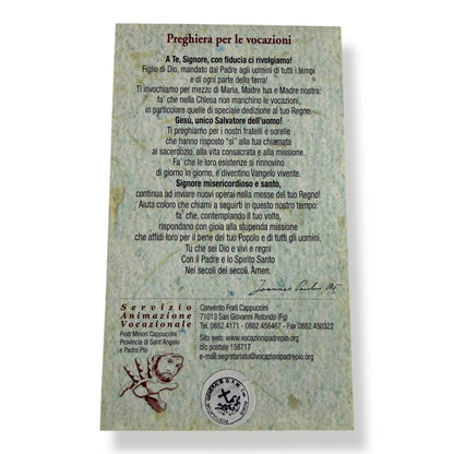 Blessed St. Padre Pio Holy Card with Vocations Prayer | Catholically
