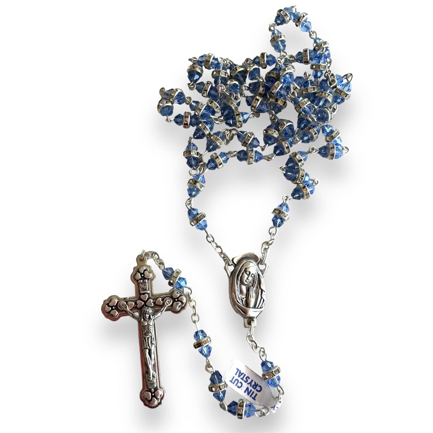 Blessed Virgin Mary - Shiny Crystal Rosary - Rhinestone - Blessed By Pope | Catholically