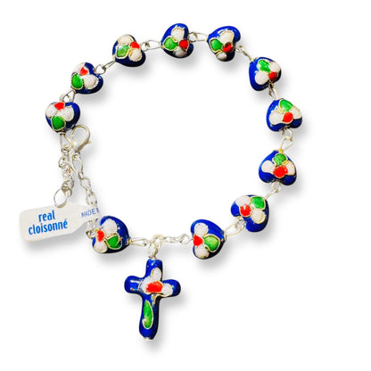 Blue Bracelet Cloisonne Rosary  - Blessed By Pope | Catholically