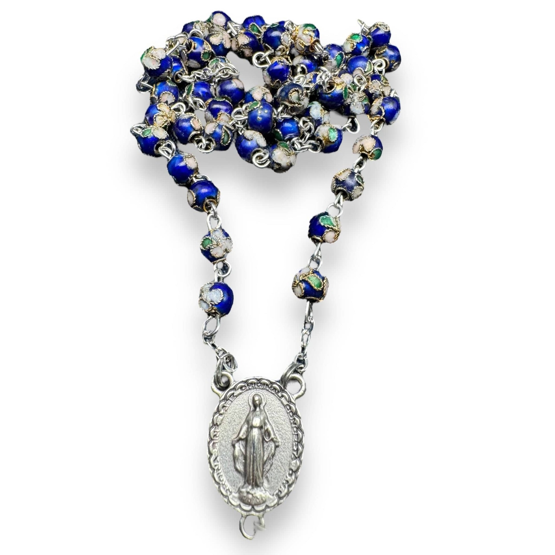 Blue Cloisonne - Catholic Rosary - Small Beads - Blessed by Pope | Catholically