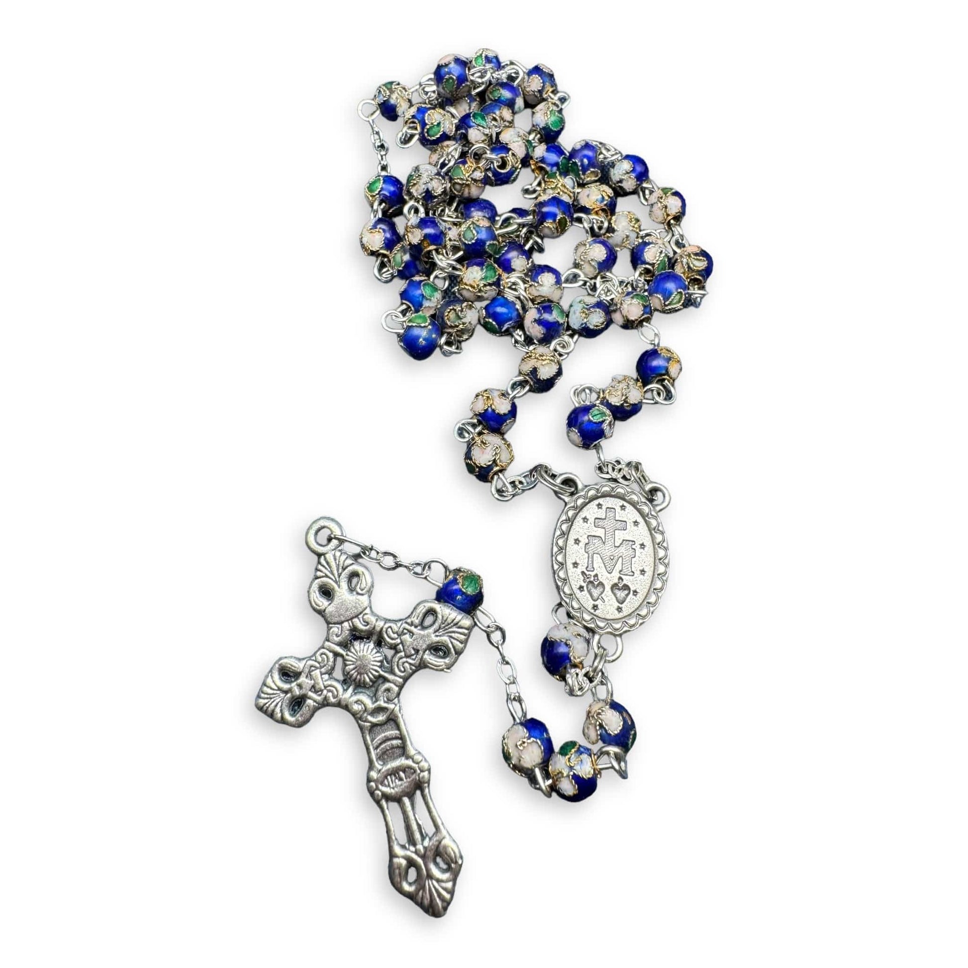 Blue Cloisonne - Catholic Rosary - Small Beads - Blessed by Pope | Catholically